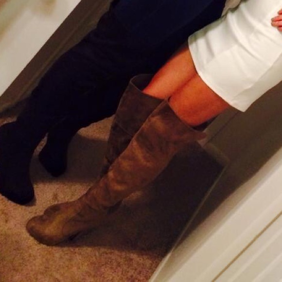 Tan Over The Knee Platform Boots size 6 - Picture 1 of 5